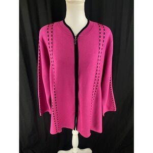 Exclusively Misook Womens Plus 1X Acrylic Knit Cardigan Sweater Full Zip‎ Jacket